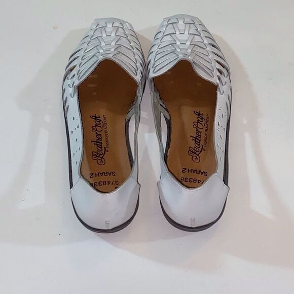 Women's White Leather Shoes - Picture 9 of 11